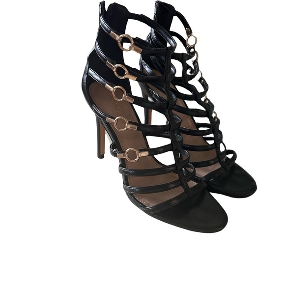 BCBG Black Strappy Stiletto Heels - Picture 4 of 6